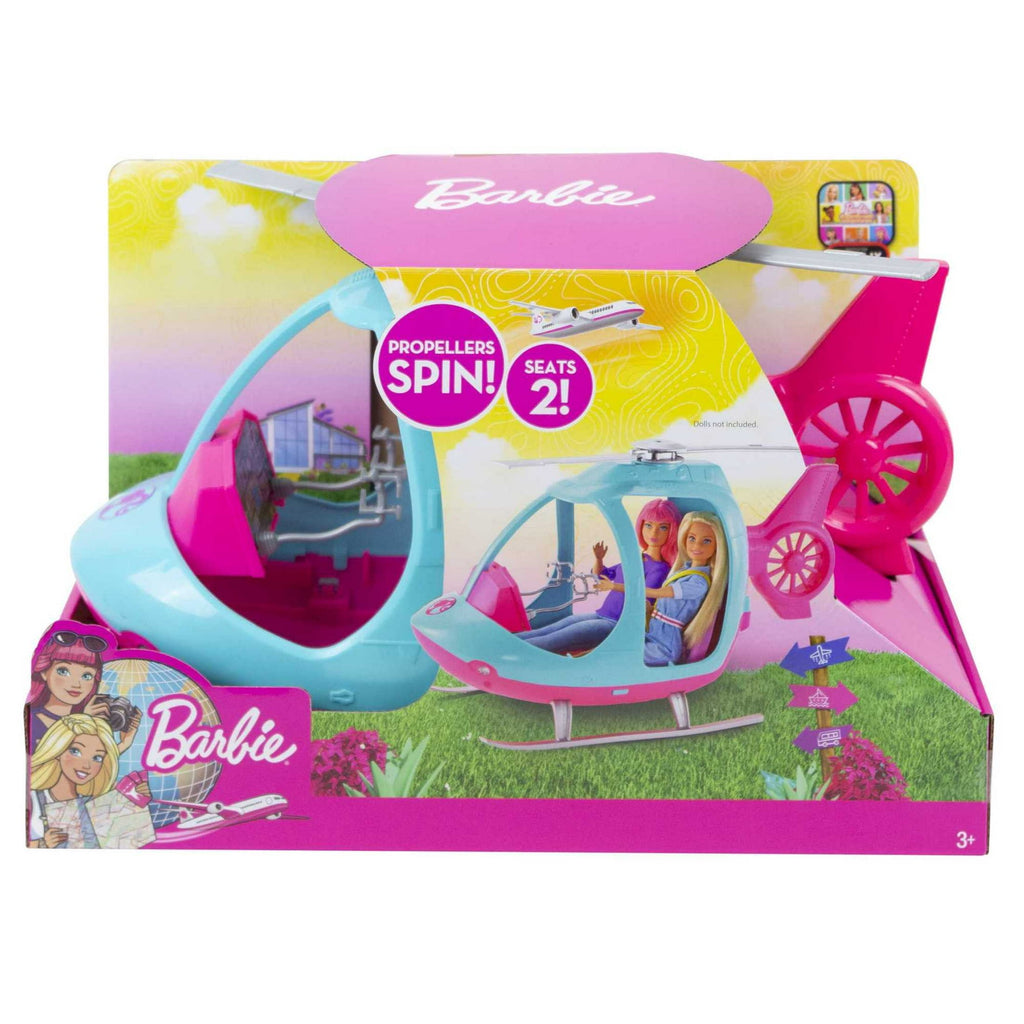 Barbie Travel Pink and Blue Helicopter with Spinning Rotors