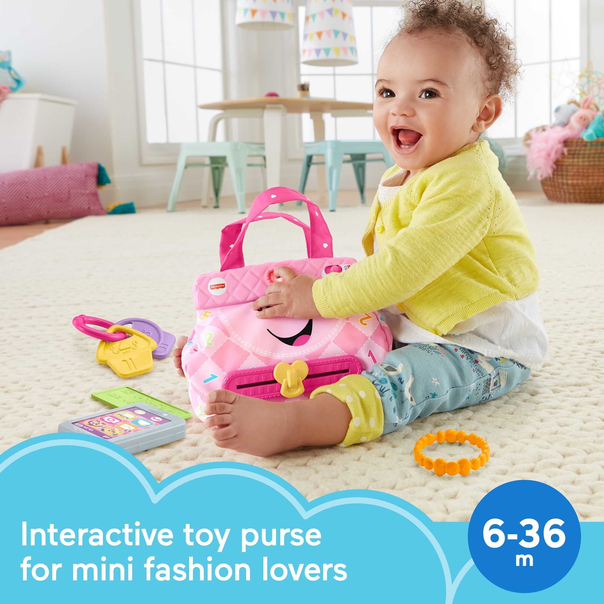 Fisher-Price Laugh & Learn My Smart Purse Infant & Toddler Learning Toy with 5 Accessories