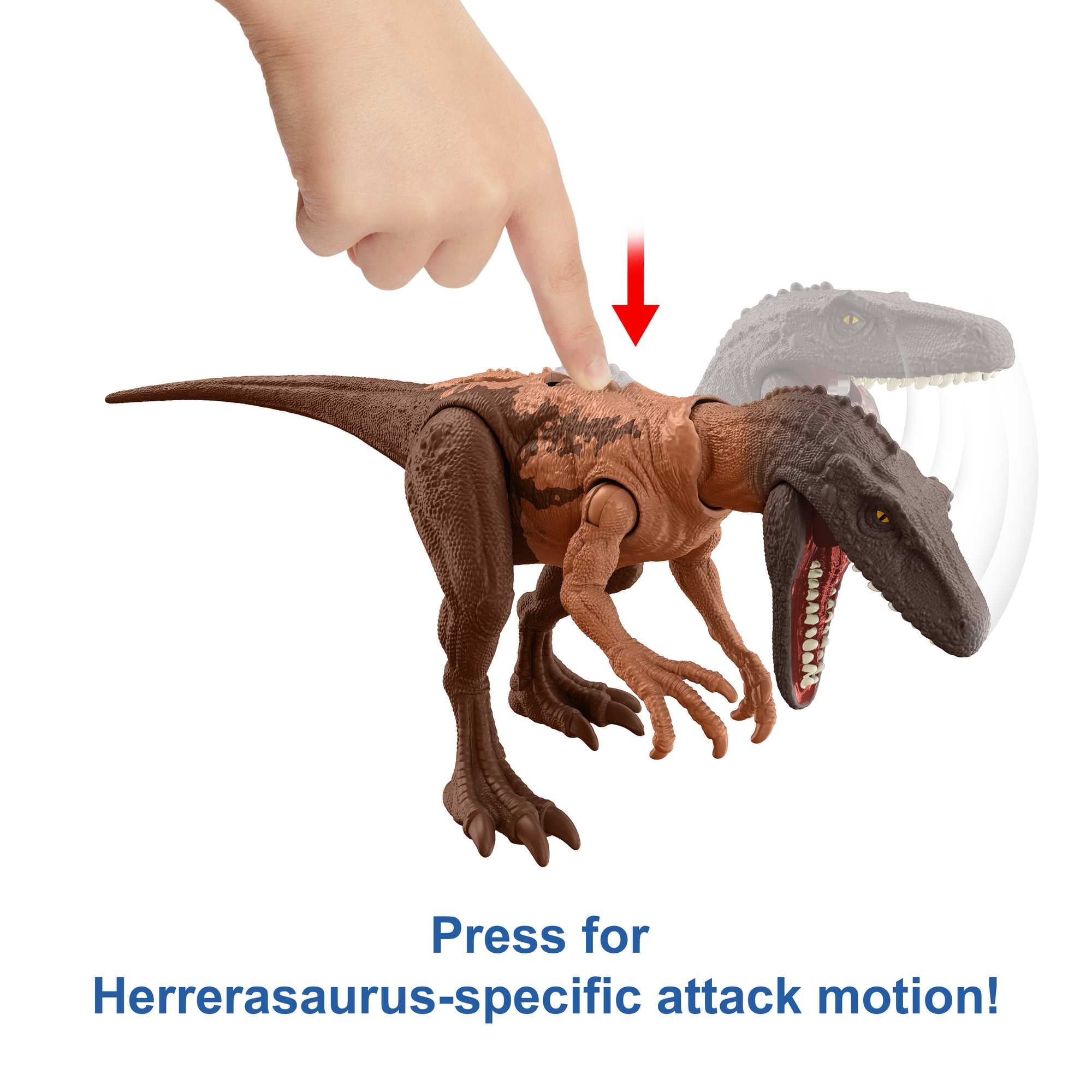 Jurassic World Strike Attack Herrerasaurus Dinosaur Action Figure, Collectible Toy