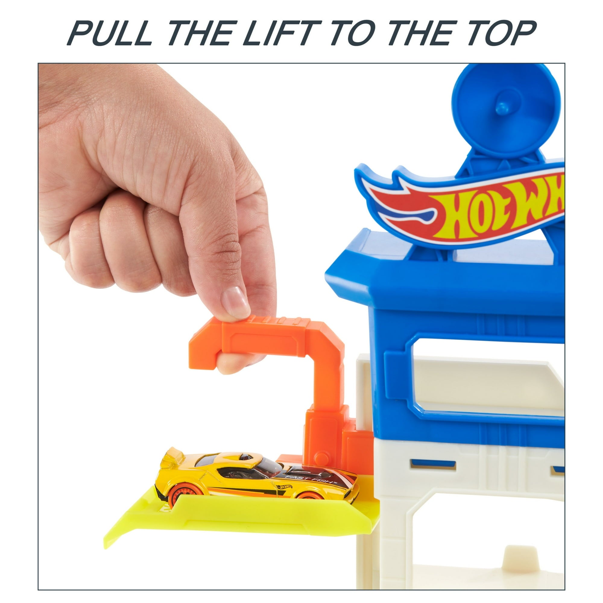 Hot Wheels City Attacking Shark Escape Playset with 1 Toy Car in 1:64 Scale, Length 21.3 in