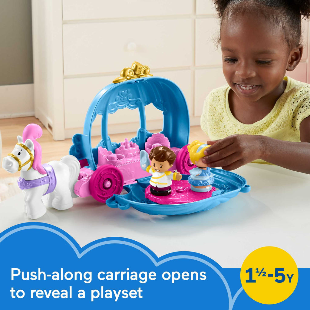 Disney Princess Cinderella’s Dancing Carriage Little People Toddler Playset with Horse & Figures