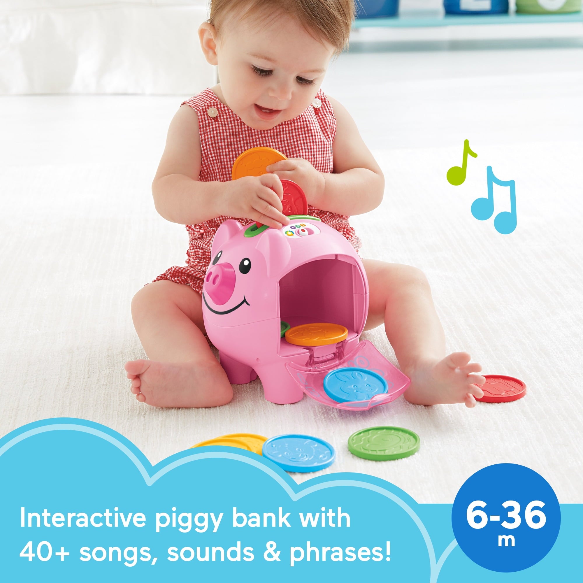 Fisher-Price Laugh & Learn Smart Stages Piggy Bank, Interactive Baby Toy