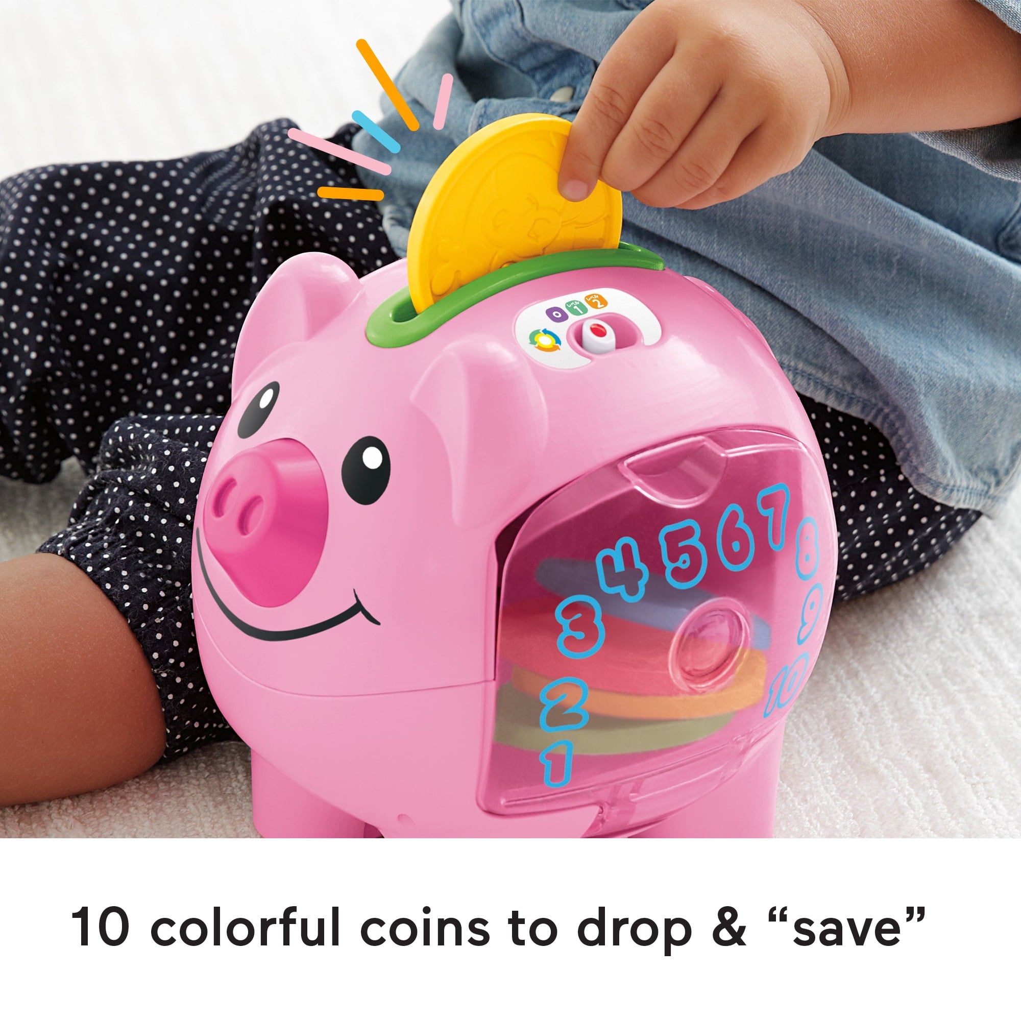Fisher-Price Laugh & Learn Smart Stages Piggy Bank, Interactive Baby Toy