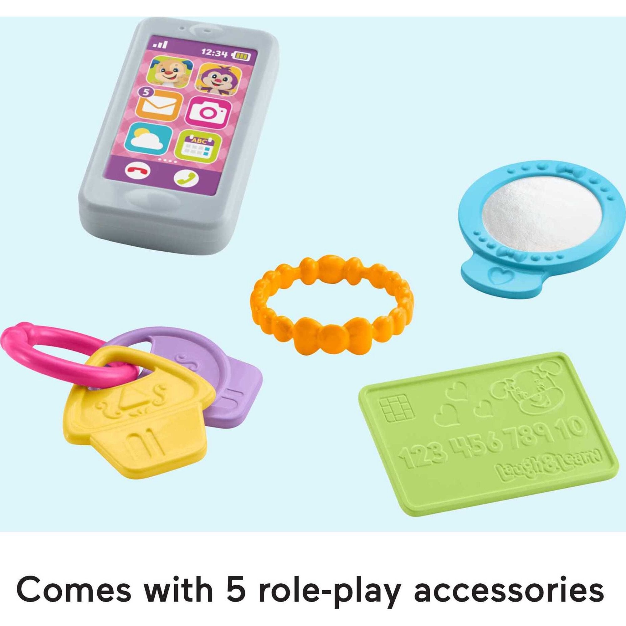 Fisher-Price Laugh & Learn My Smart Purse Infant & Toddler Learning Toy with 5 Accessories
