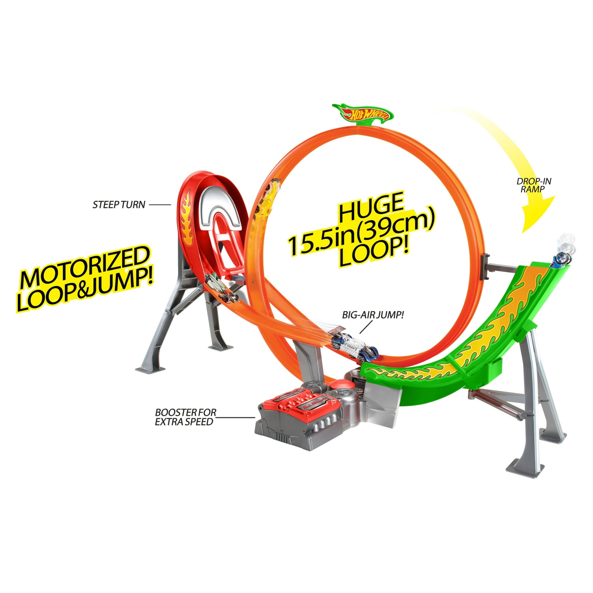 Hot Wheels Action Power Shift Motorized Raceway Track Playset with Booster & 5 Cars in 1:64 Scale