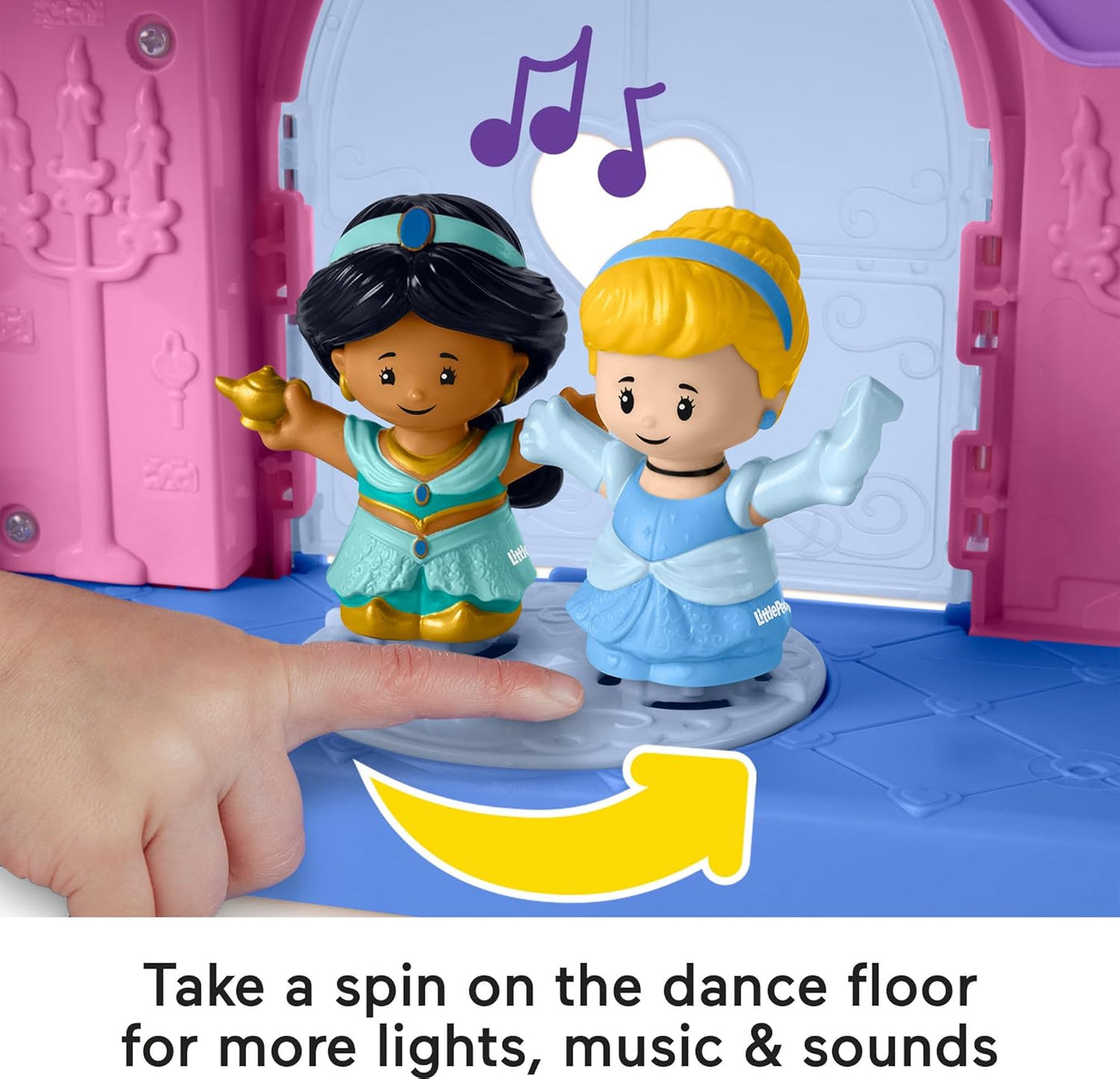 Disney Princess Magical Lights & Dancing Castle Little People Toddler Playset, 2 Figures