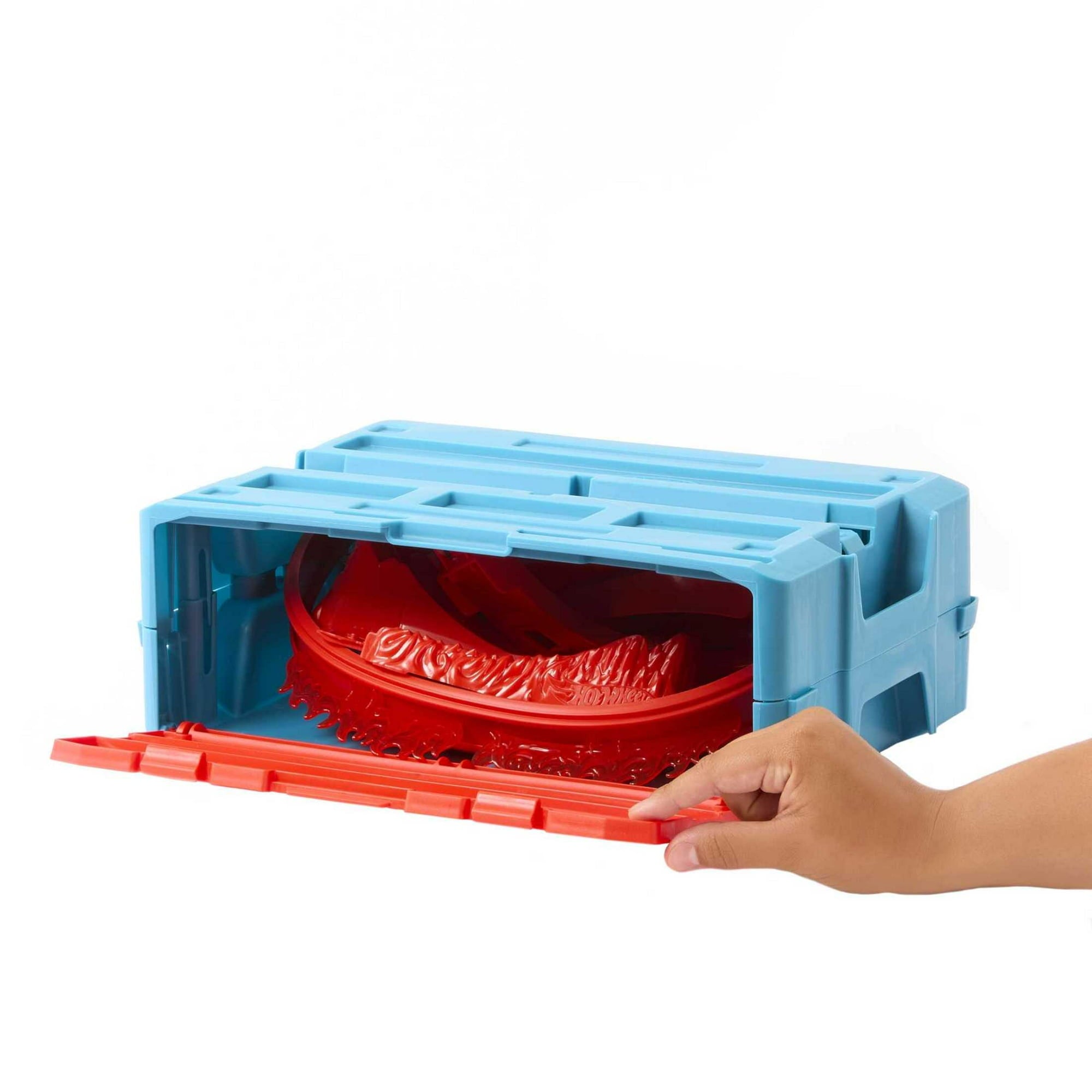 Hot Wheels Track Builder Flame Stunt Pack, Toy Car & Storage Container (16 Track Pieces)