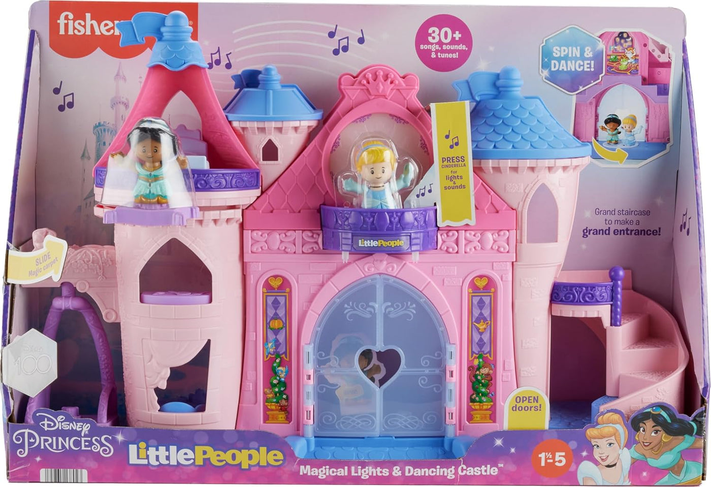 Disney Princess Magical Lights & Dancing Castle Little People Toddler Playset, 2 Figures