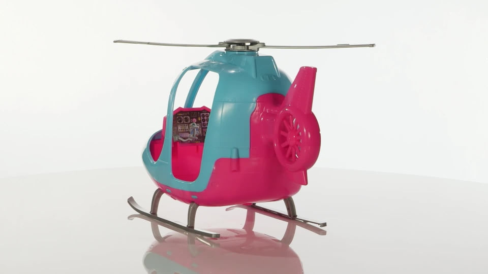 Barbie Travel Pink and Blue Helicopter with Spinning Rotors