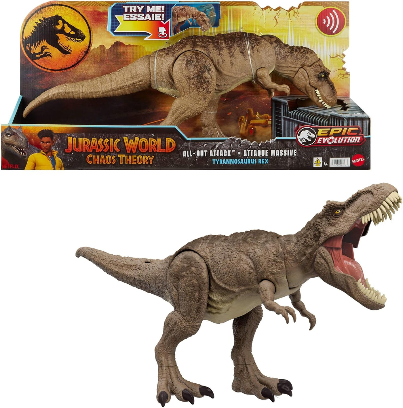 Jurassic World Chaos Theory All-Out Attack Tyrannosaurus Rex Dinosaur Action Figure Toy
