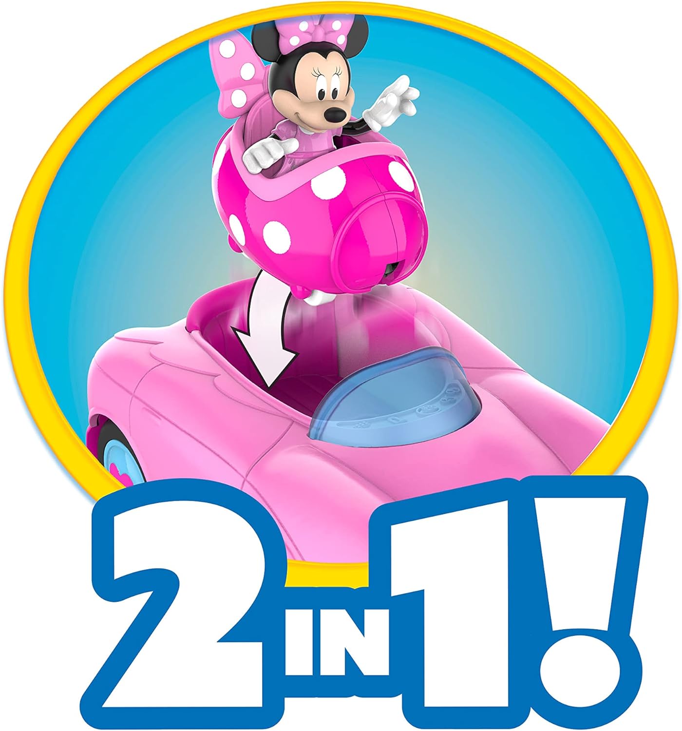 Disney Junior Mickey Mouse Funhouse Transforming Vehicle, Minnie Mouse, Pink Toy Car, Preschool, Officially Licensed Kids Toys for Ages 3 Up, Gifts and Presents