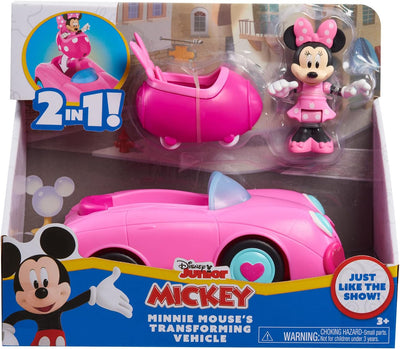 Disney Junior Mickey Mouse Funhouse Transforming Vehicle, Minnie Mouse, Pink Toy Car, Preschool, Officially Licensed Kids Toys for Ages 3 Up, Gifts and Presents
