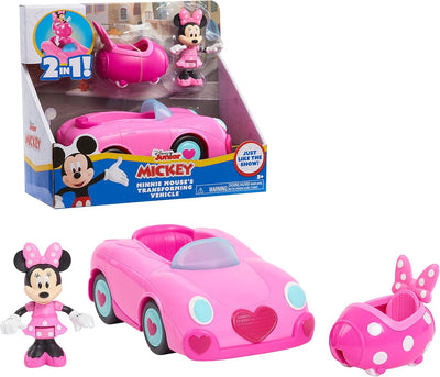 Disney Junior Mickey Mouse Funhouse Transforming Vehicle, Minnie Mouse, Pink Toy Car, Preschool, Officially Licensed Kids Toys for Ages 3 Up, Gifts and Presents