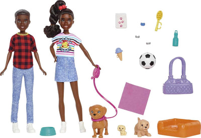 Barbie It Takes Two Dolls & Accessories with Brother & Sister Dolls, 3 Pet Puppies & 10+ Accessories