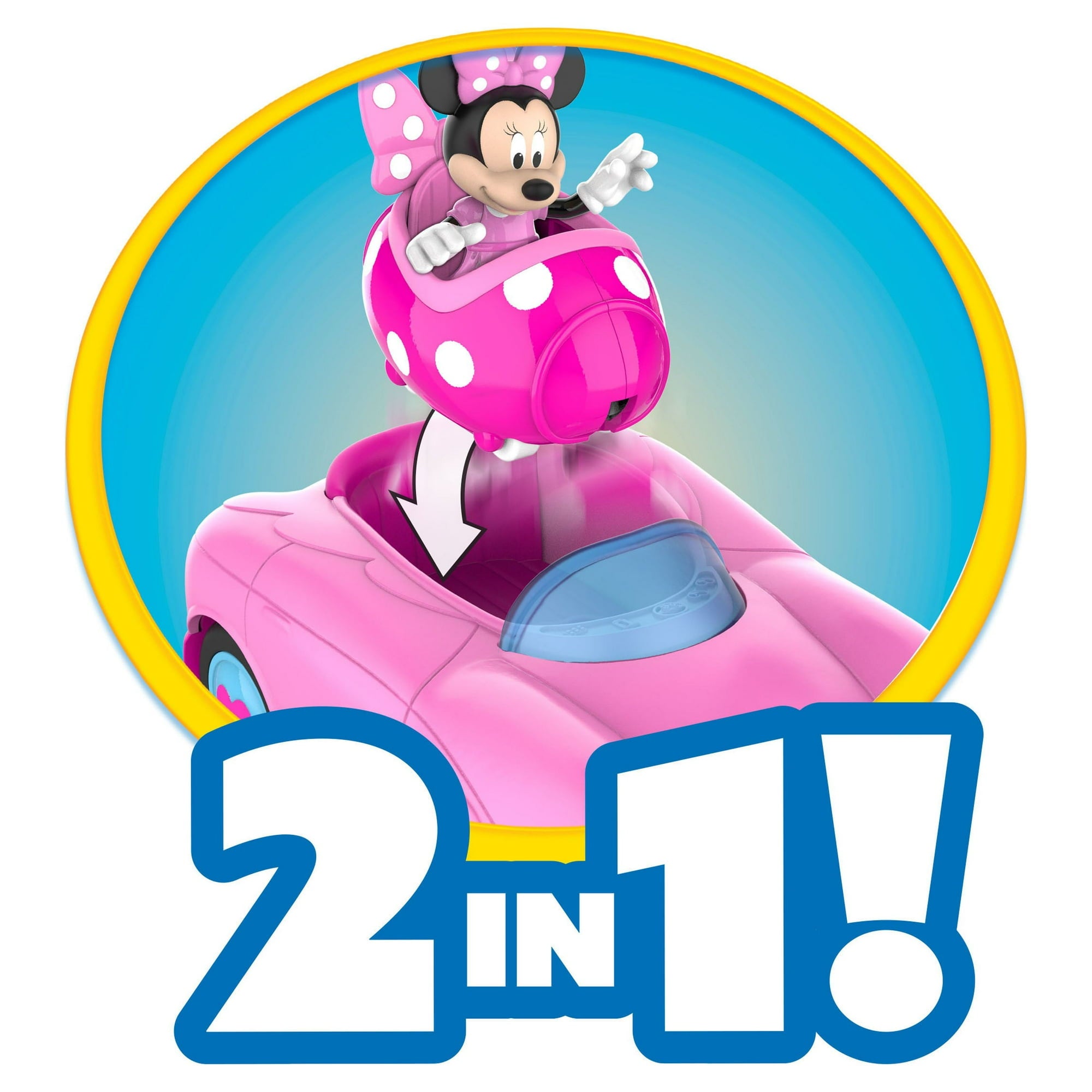 Disney Junior Mickey Mouse Funhouse Transforming Vehicle, Minnie Mouse, Pink Toy Car, Preschool, Officially Licensed Kids Toys for Ages 3 Up, Gifts and Presents