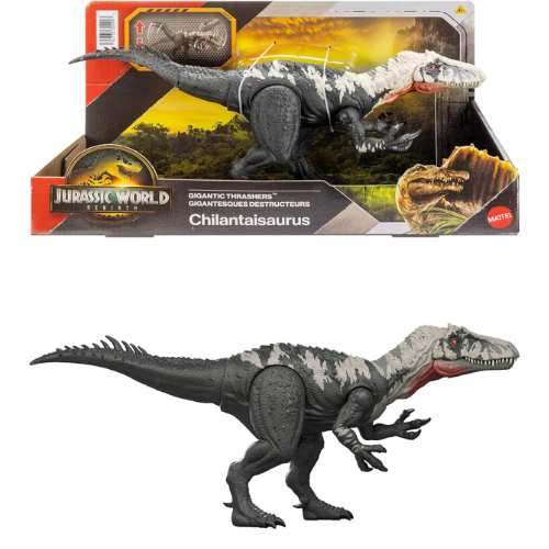 Jurassic World Rebirth Gigantic Thrashers Chilantalsaurus Dinosaur Figure Toy, Dual Attack