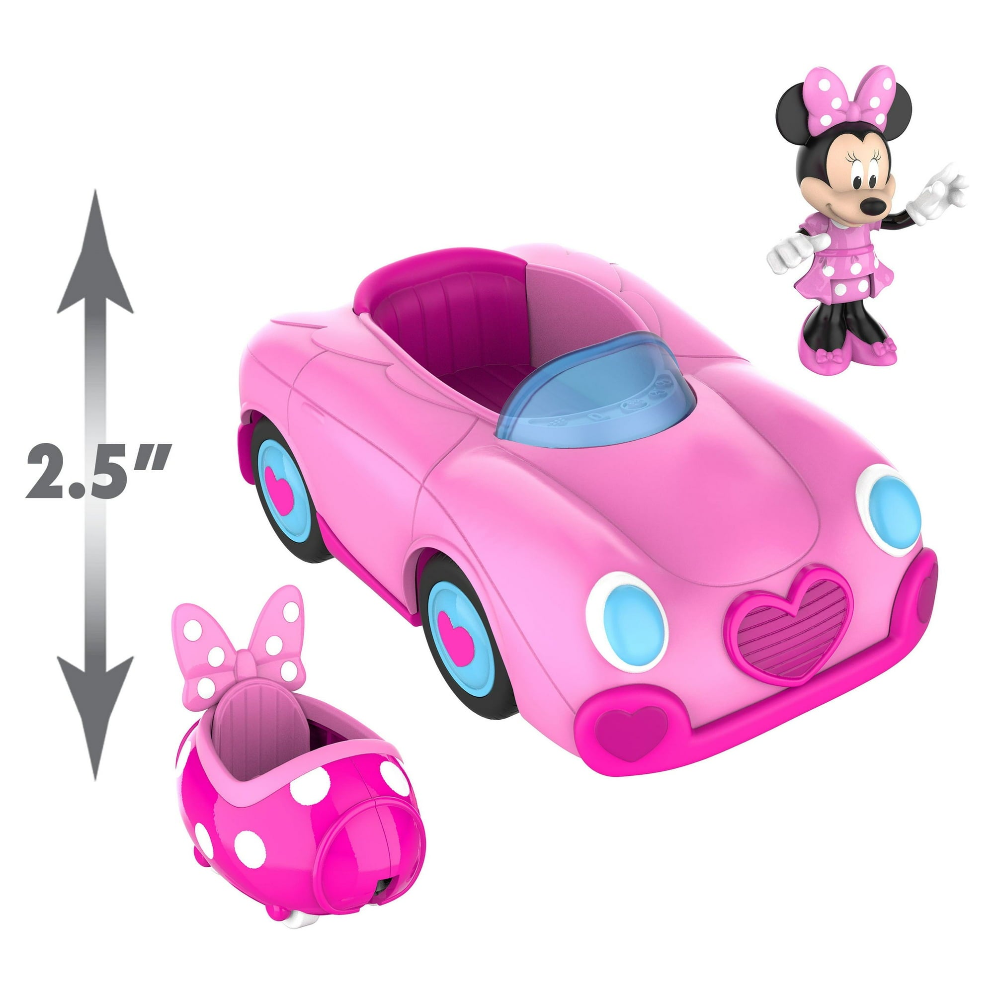 Disney Junior Mickey Mouse Funhouse Transforming Vehicle, Minnie Mouse, Pink Toy Car, Preschool, Officially Licensed Kids Toys for Ages 3 Up, Gifts and Presents