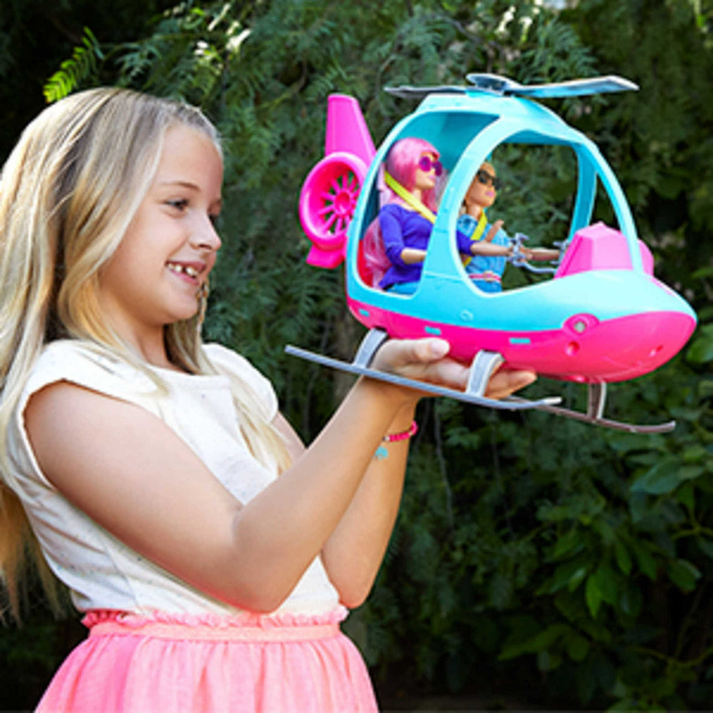 Barbie Travel Pink and Blue Helicopter with Spinning Rotors