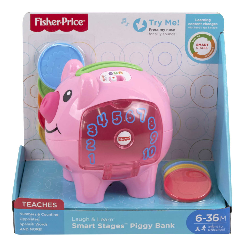 Fisher-Price Laugh & Learn Smart Stages Piggy Bank, Interactive Baby Toy