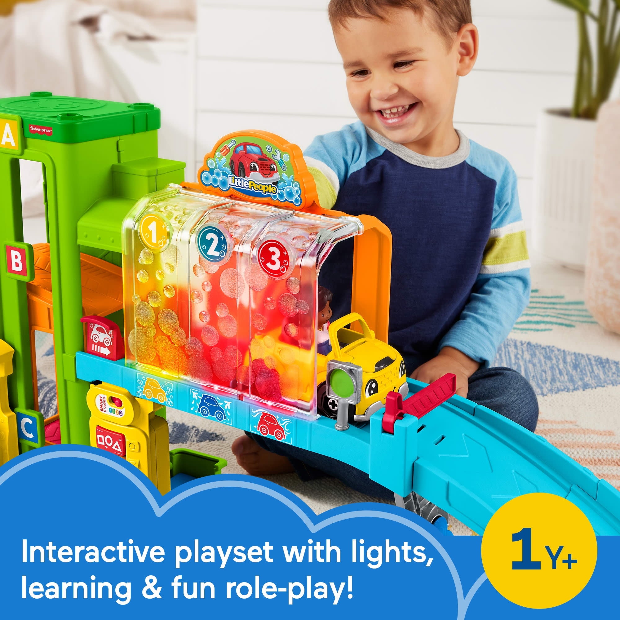Fisher-Price Little People Toddler Playset with Figures & Toy Car, Light-up Learning Garage
